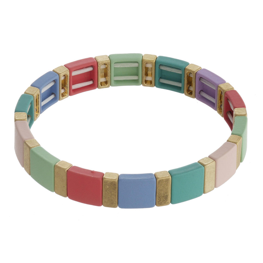 Multi Color Stretch Tile Matt Bracelet - Liz & Addie