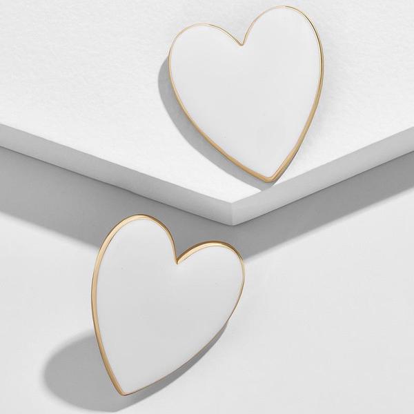 JESSIE WHITE AND GOLD ACCENT HEART EARRINGS - Liz & Addie