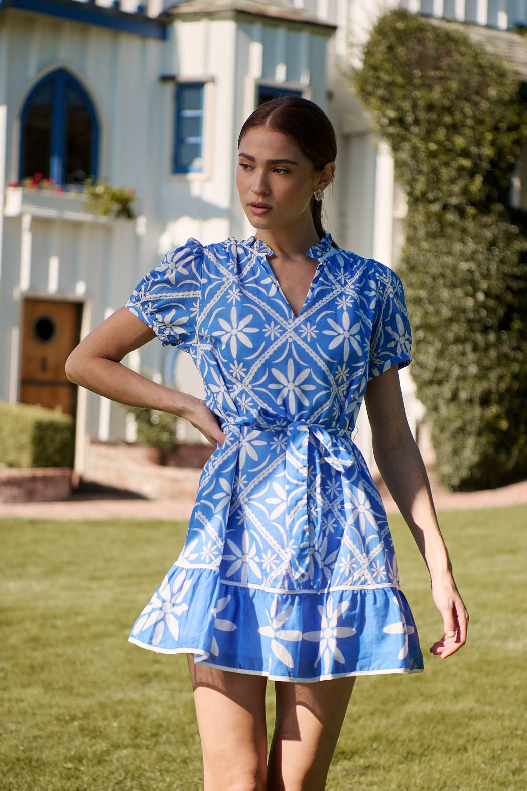 Alexie Blue Floral Mini Dress