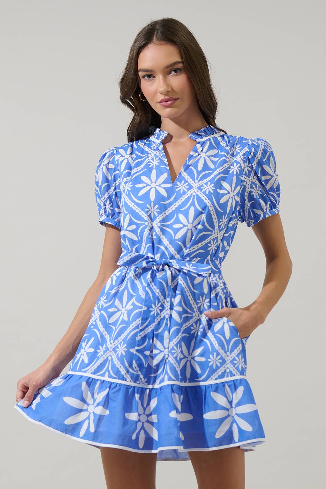 Alexie Blue Floral Mini Dress