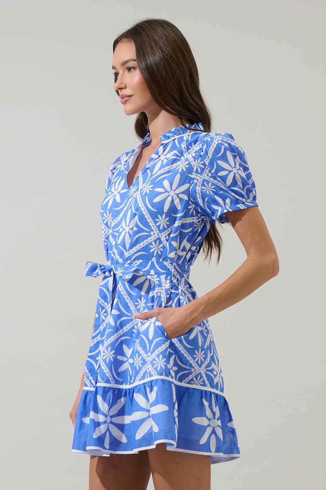 Alexie Blue Floral Mini Dress