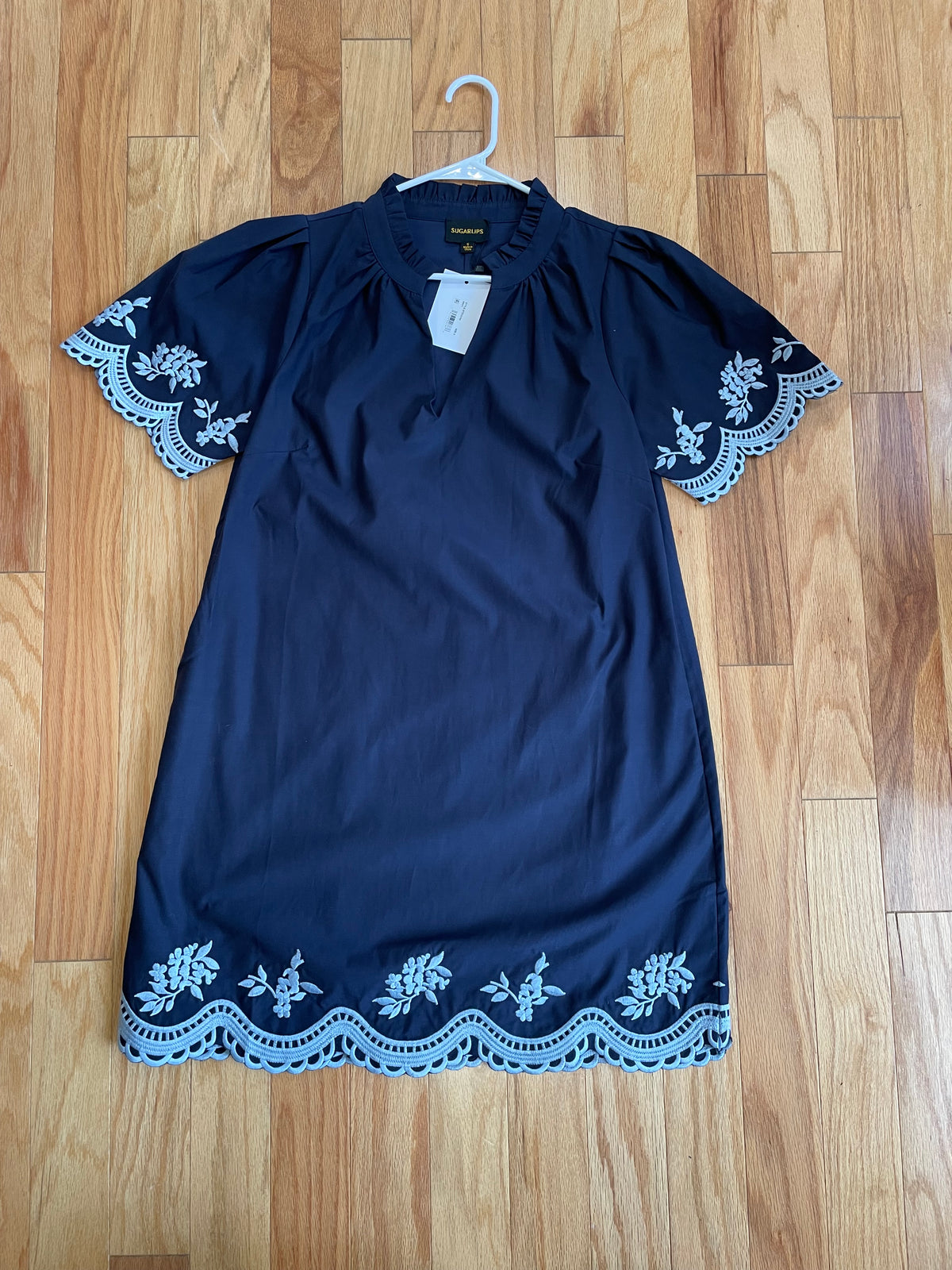 Melania Embroidered Shift Mini Dress