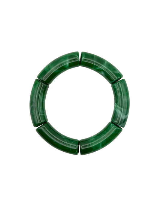 Emerald Green Swirl Acrylic Bamboo Bracelet