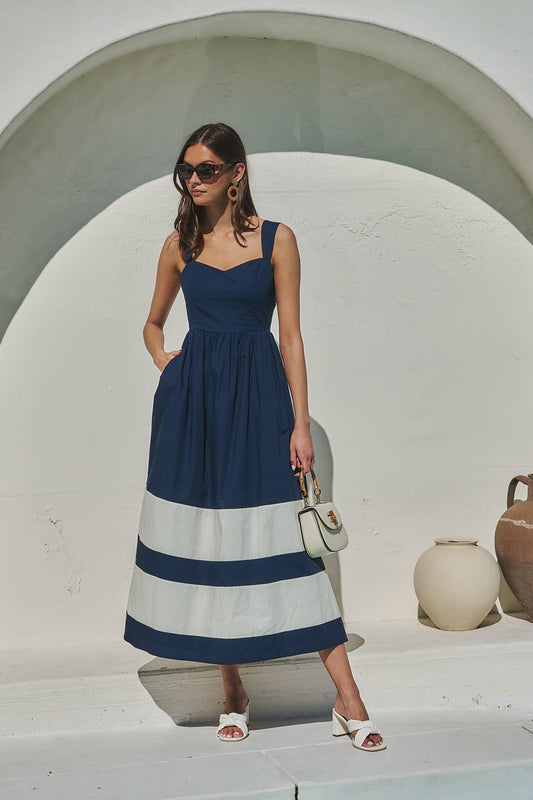 Harbor Stripe Smocked Maxi Dress