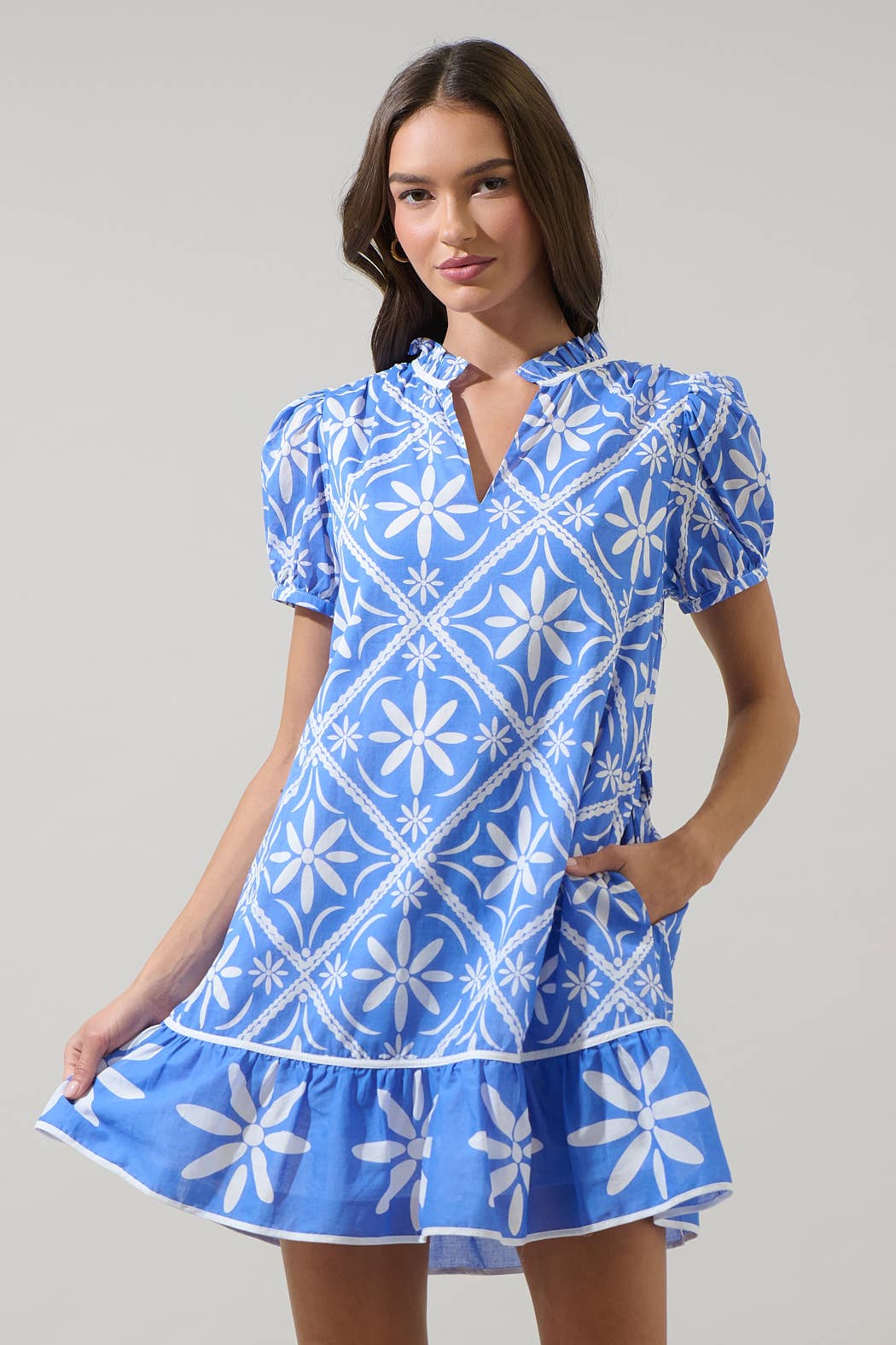Alexie Blue Floral Mini Dress