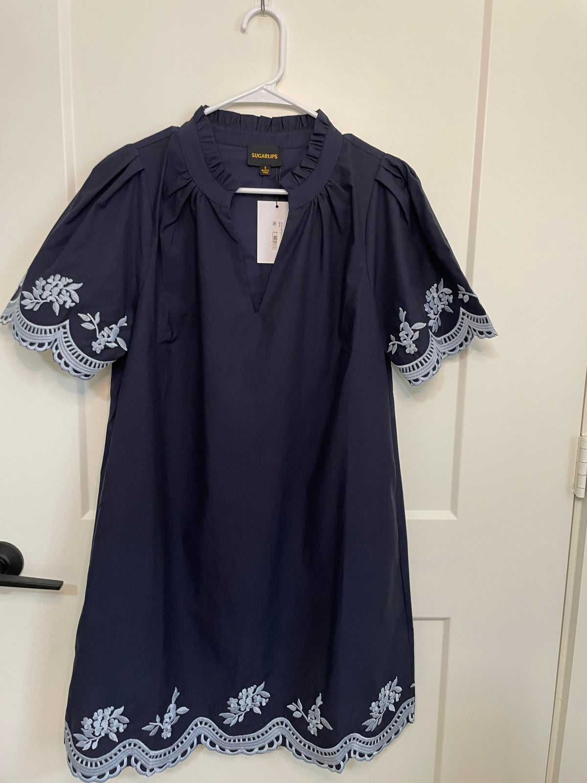 Melania Embroidered Shift Mini Dress