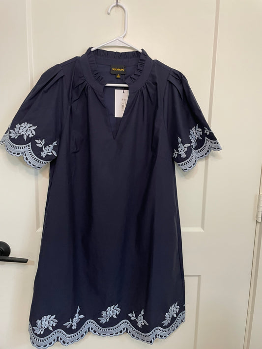 Melania Embroidered Shift Mini Dress