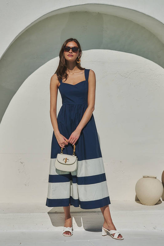 Harbor Stripe Smocked Maxi Dress