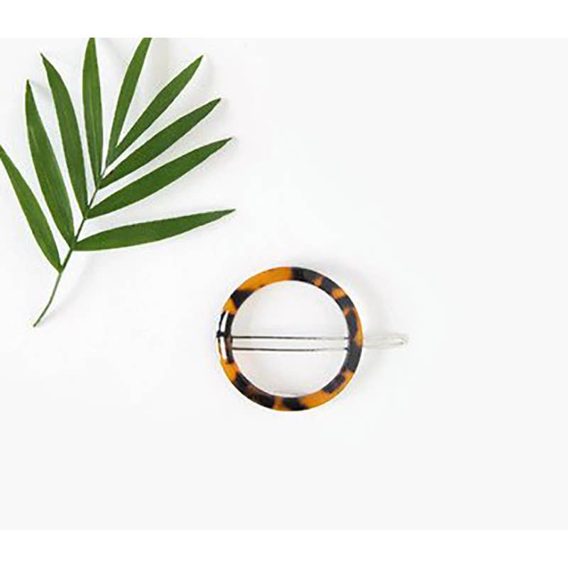 Wild Juniper - Adult Hair Barrette - Tortoise Shell Open Circle - Liz & Addie 