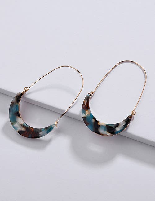 Green Marbled Long Hoop Earrings - Liz & Addie 