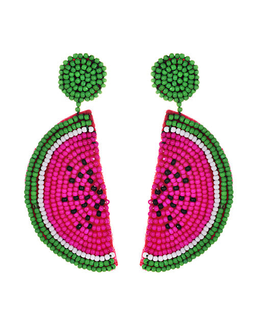 Watermelon Pink Seed Bead Drop Earrings - Liz & Addie 