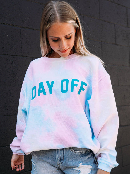 Day Off Teal Corded Sweatshirt - tie dye - Liz & Addie 