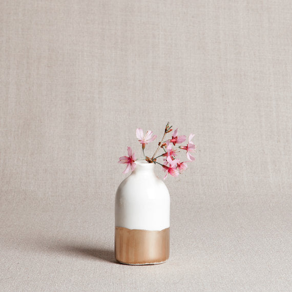 Minimalist Bud Vase - White and Gold - Liz & Addie 