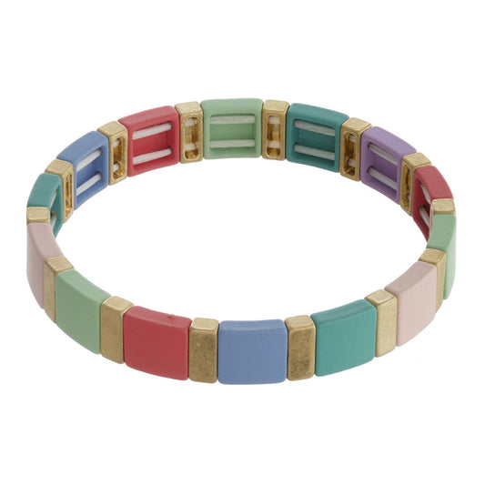 Multi Color Stretch Tile Matt Bracelet - Liz & Addie 