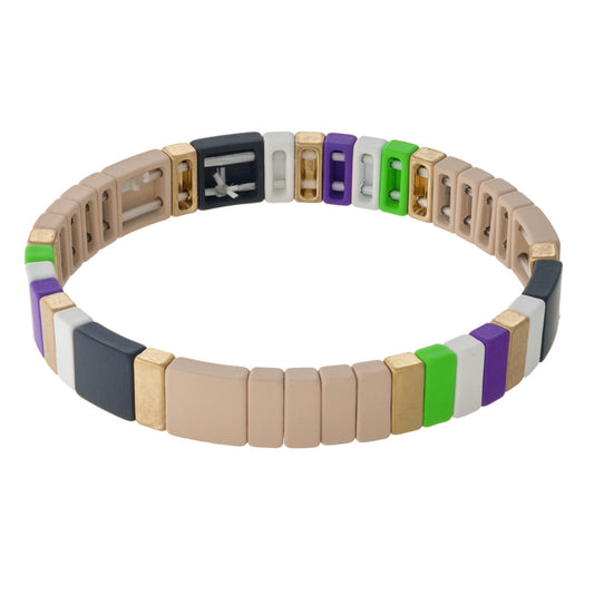Beige Colorful Tile Matt Bracelets - Liz & Addie 