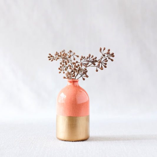 Minimalist Bud Vase - Coral and Gold - Liz & Addie 