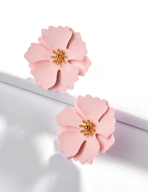 Pink Daisy Flower Bloom Stud Earrings - Liz & Addie 