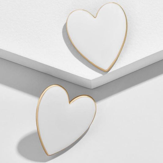 JESSIE WHITE AND GOLD ACCENT HEART EARRINGS - Liz & Addie 