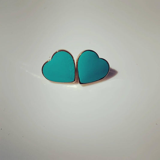 Koko & Lola Forever Robin Egg Blue Heart Solid Earrings - Liz & Addie 