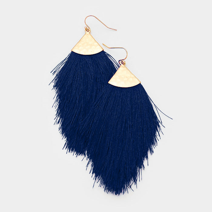 Navy and Gold Fringe Tassel Earrings - Liz & Addie 