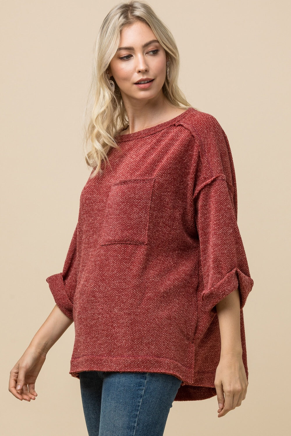 Rust Heathered Top - Liz & Addie 