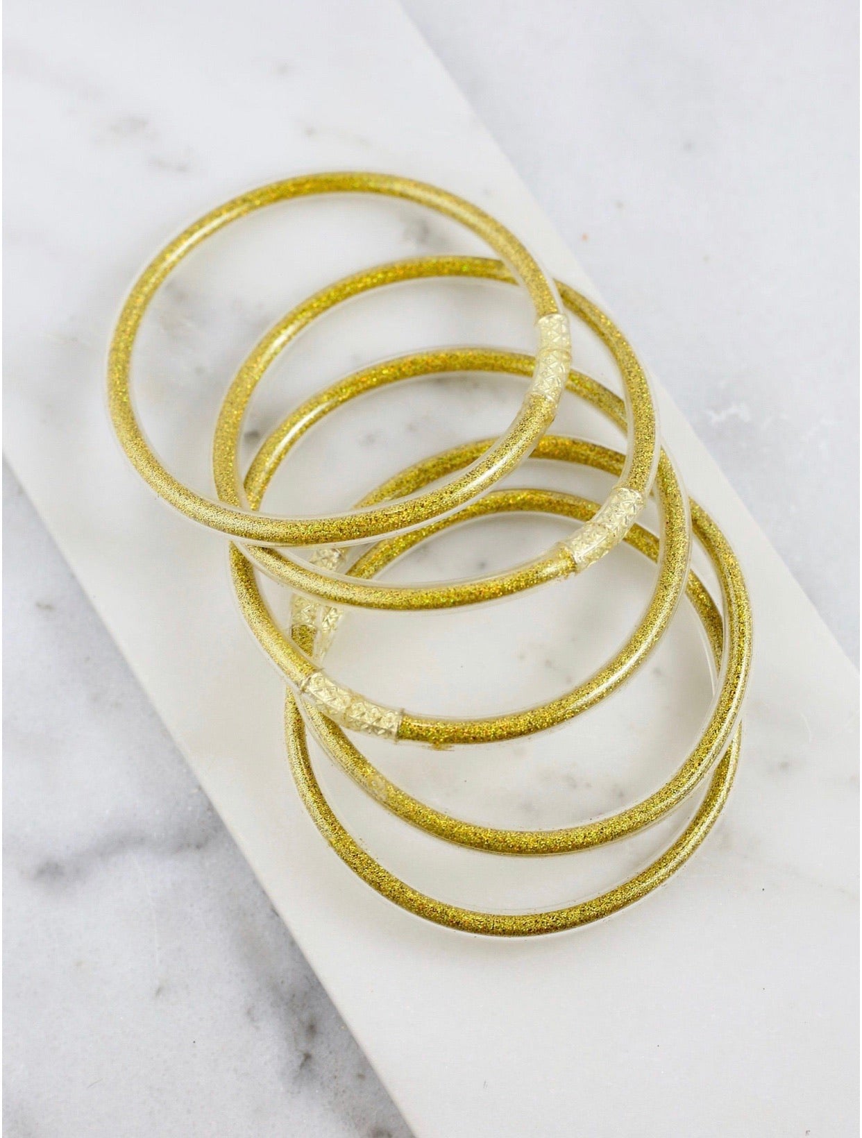 Melanie Gold Hologram Glitter Bracelets - Set of five - Liz & Addie 