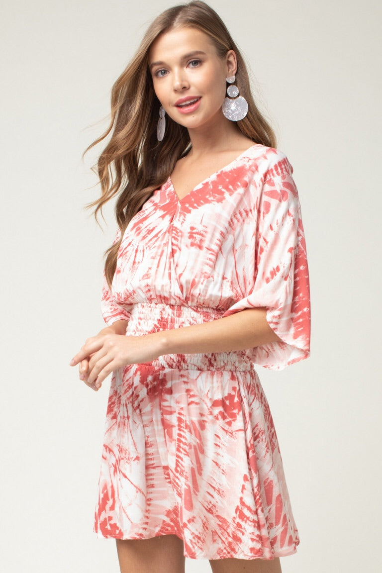 Red Tie-Dye Dress - Liz & Addie 