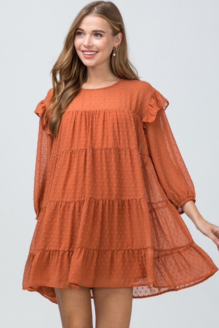 Babydoll Dress - Rust - Liz & Addie 
