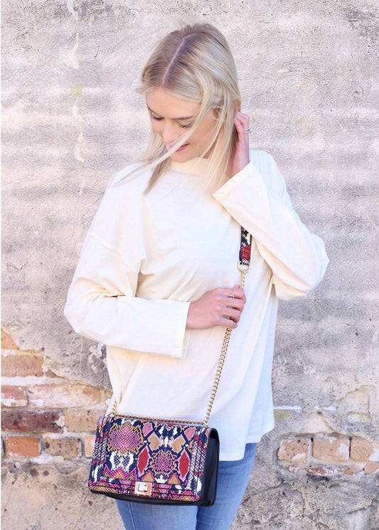 Blakeley Crossbody - Snake Pink Multi - Liz & Addie 