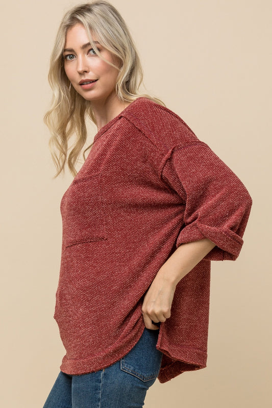 Rust Heathered Top - Liz & Addie 