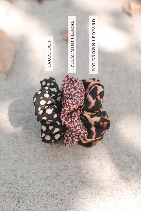 Taupe Dot Scrunchie - Liz & Addie 