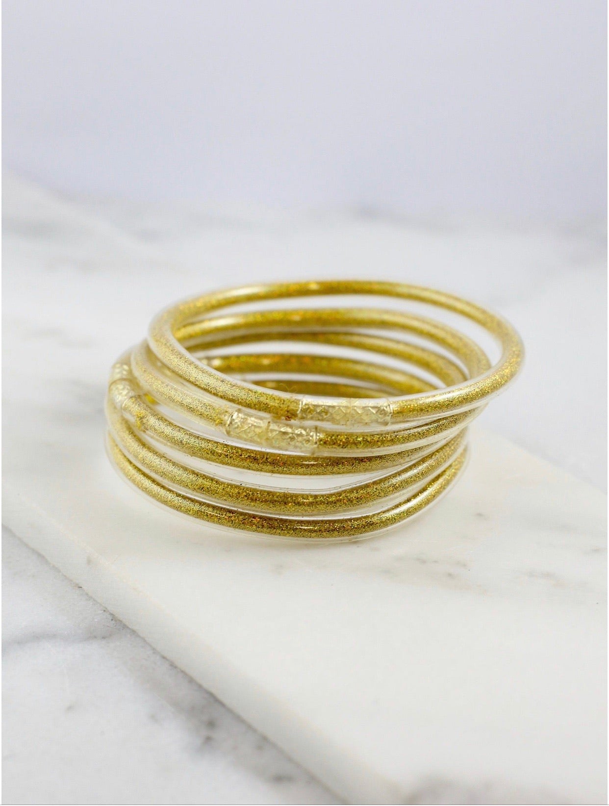Melanie Gold Hologram Glitter Bracelets - Set of five - Liz & Addie 
