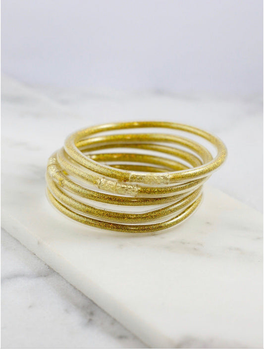 Melanie Gold Hologram Glitter Bracelets - Set of five - Liz & Addie 