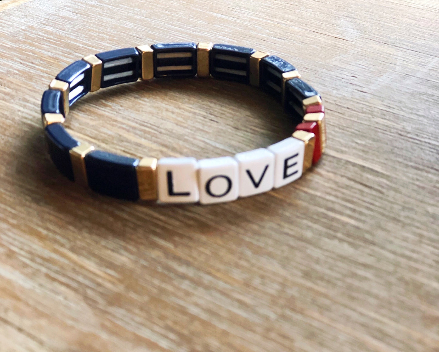 Love Rainbow Enamel Tile Stretch Bracelet - Liz & Addie 