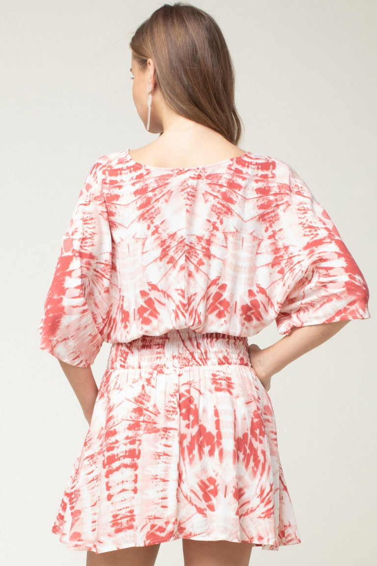 Red Tie-Dye Dress - Liz & Addie 