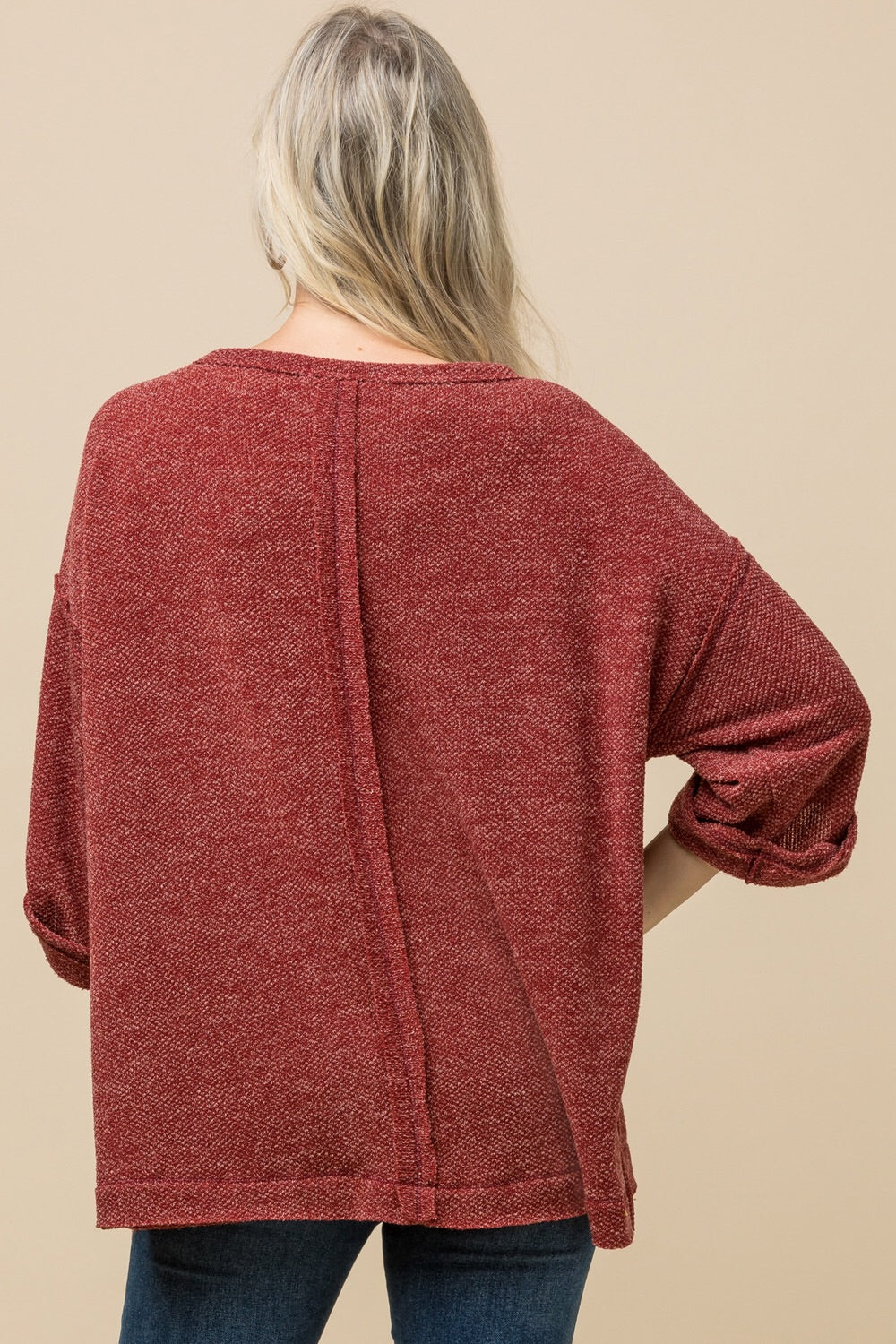 Rust Heathered Top - Liz & Addie 