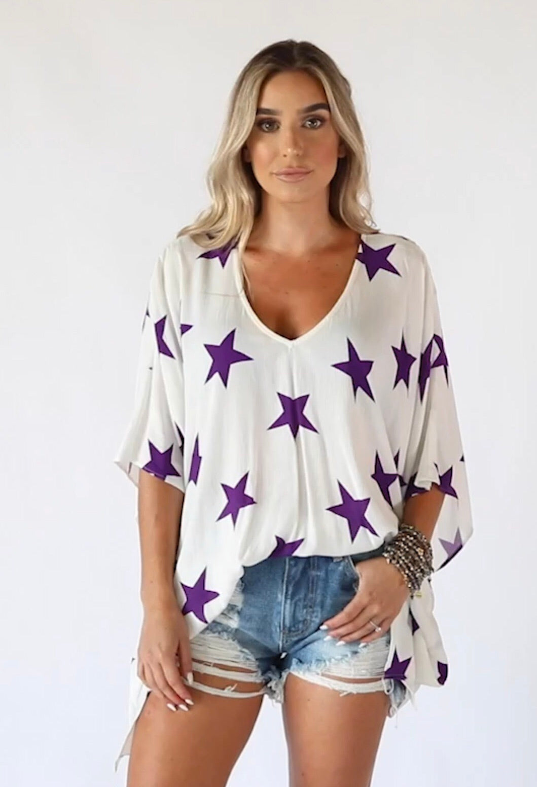 North Tunic - Purple Stars - Liz & Addie 