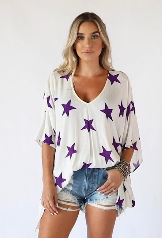North Tunic - Purple Stars - Liz & Addie 