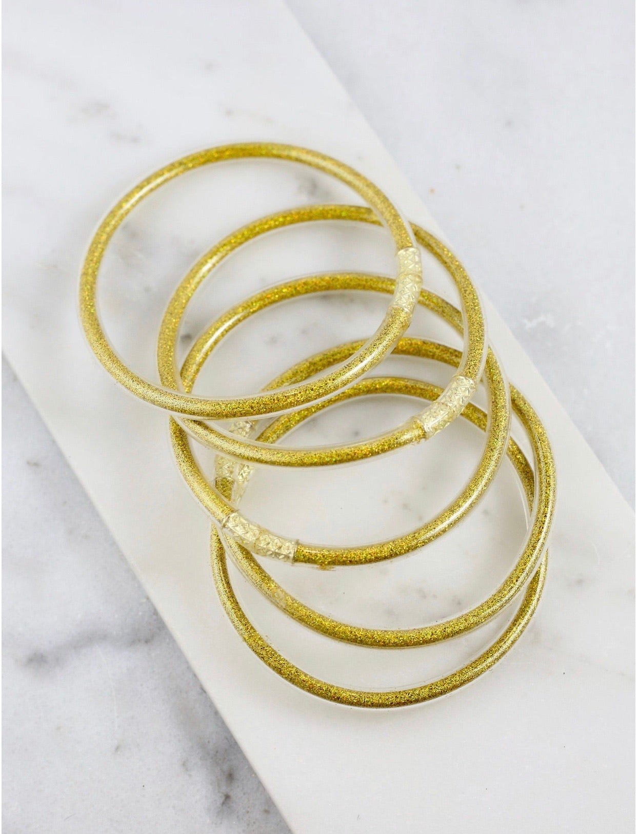 Melanie Gold Hologram Glitter Bracelets - Set of five - Liz & Addie 