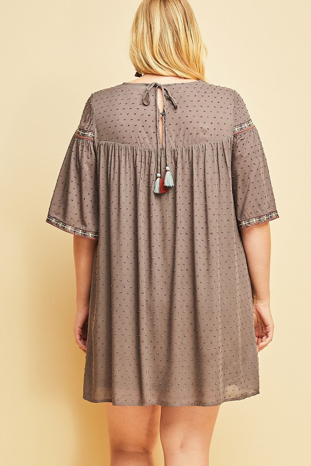 Charcoal Dotted-Swiss Dress - Liz & Addie 