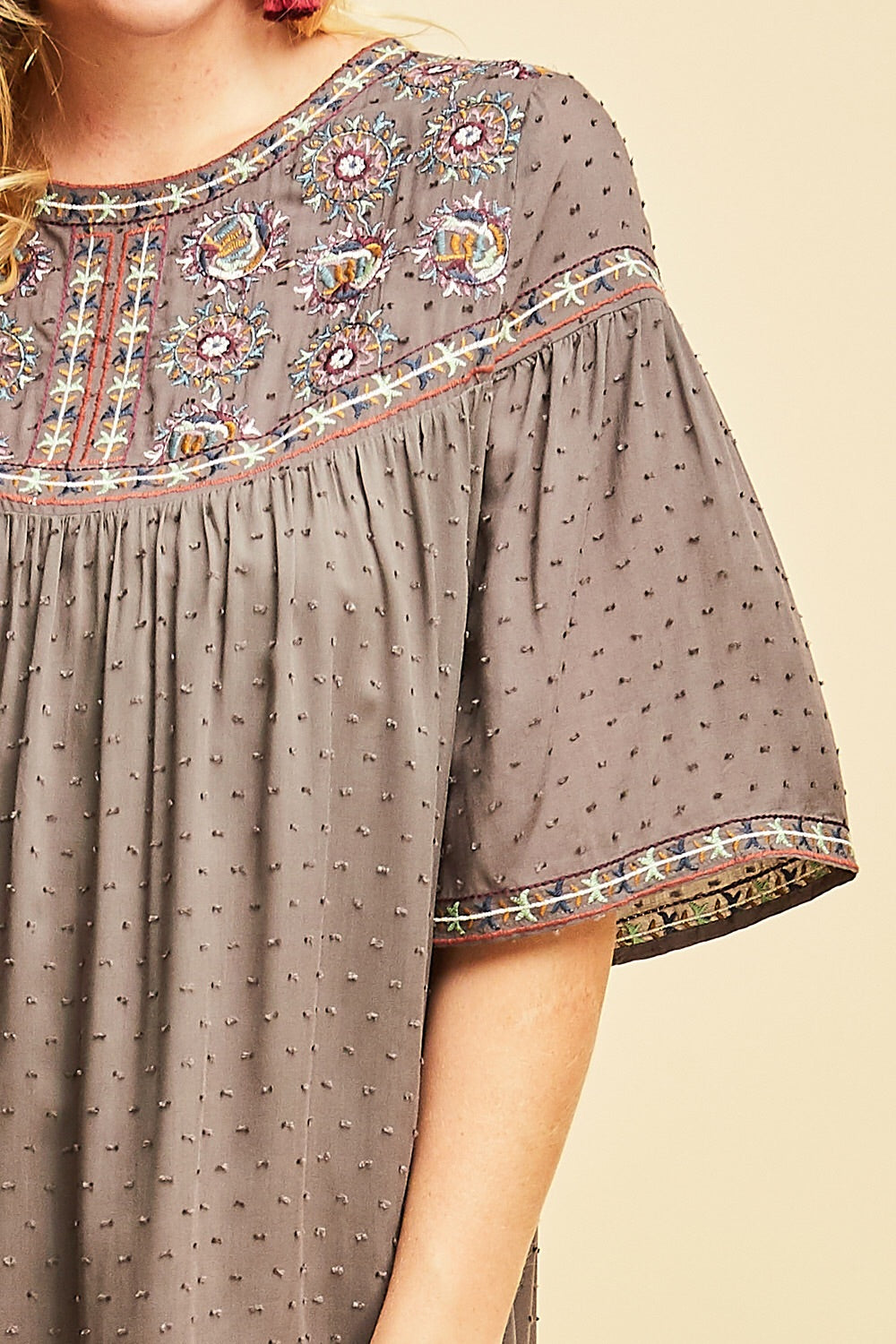 Charcoal Dotted-Swiss Dress - Liz & Addie 